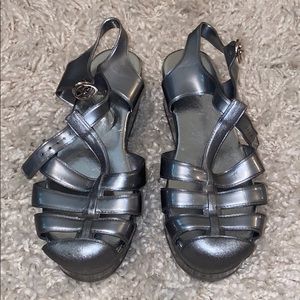 Silver platform jelly shoes